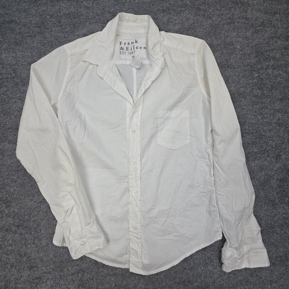 FRANK & EILEEN BARRY Shirt Women's XS White Pocket Long Sleeve Button Up